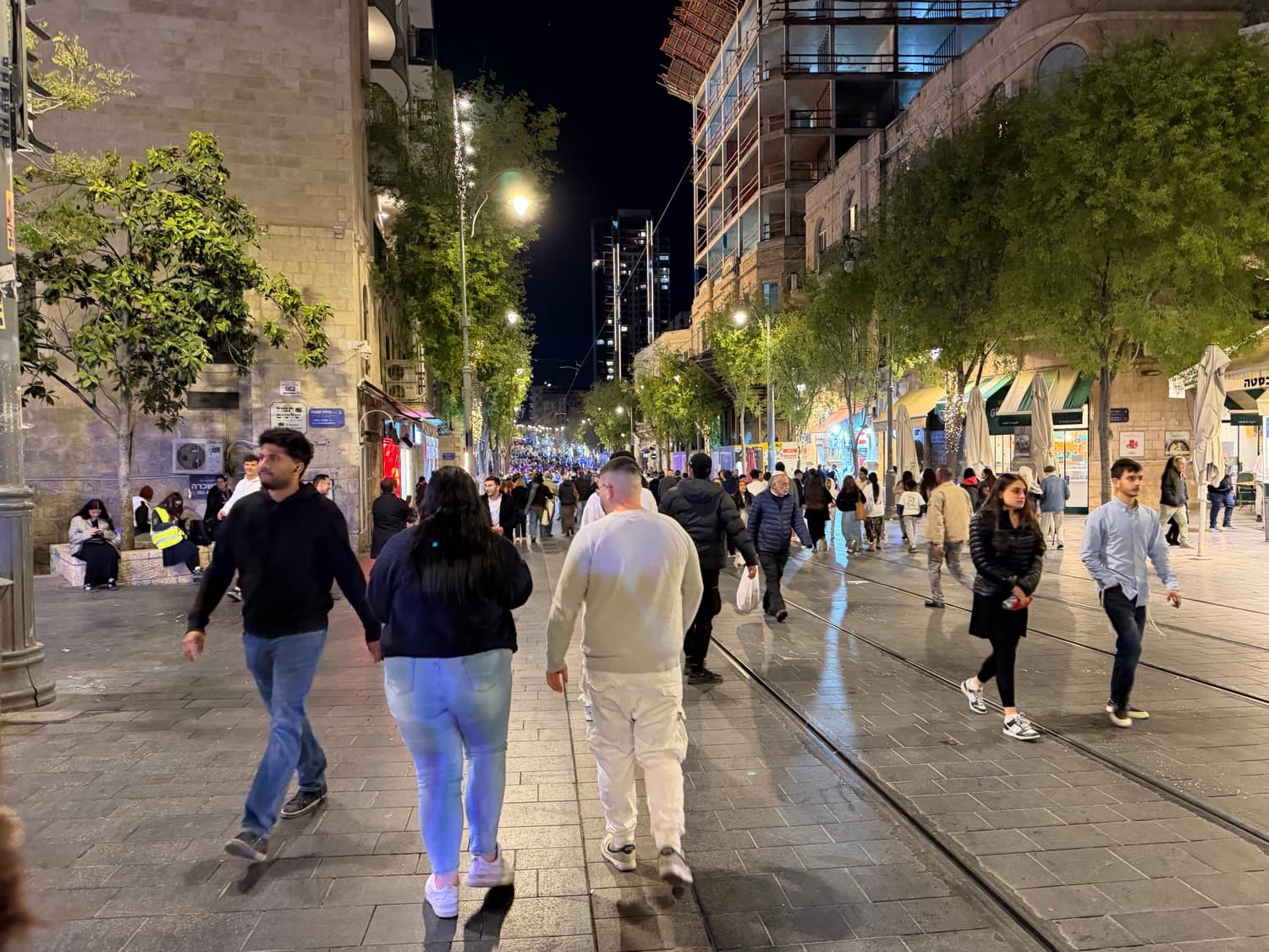 Crowds gathered in Zion Square, Jerusalem, during Chanukkah